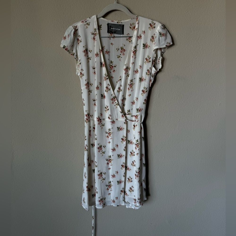 Reformation Dawn Mini White Floral Dress Size XS - Picture 5 of 8